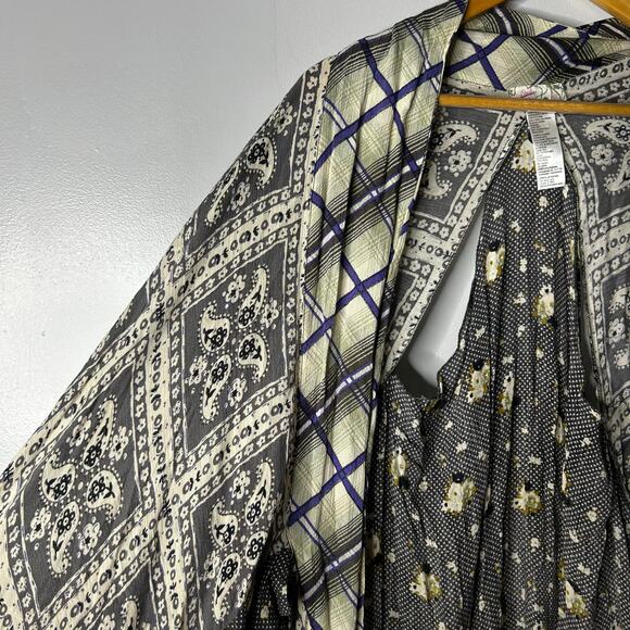 Free People American Pie Kimono Patchwork Duster Women's One Size Hippie Boho - Picture 5 of 10